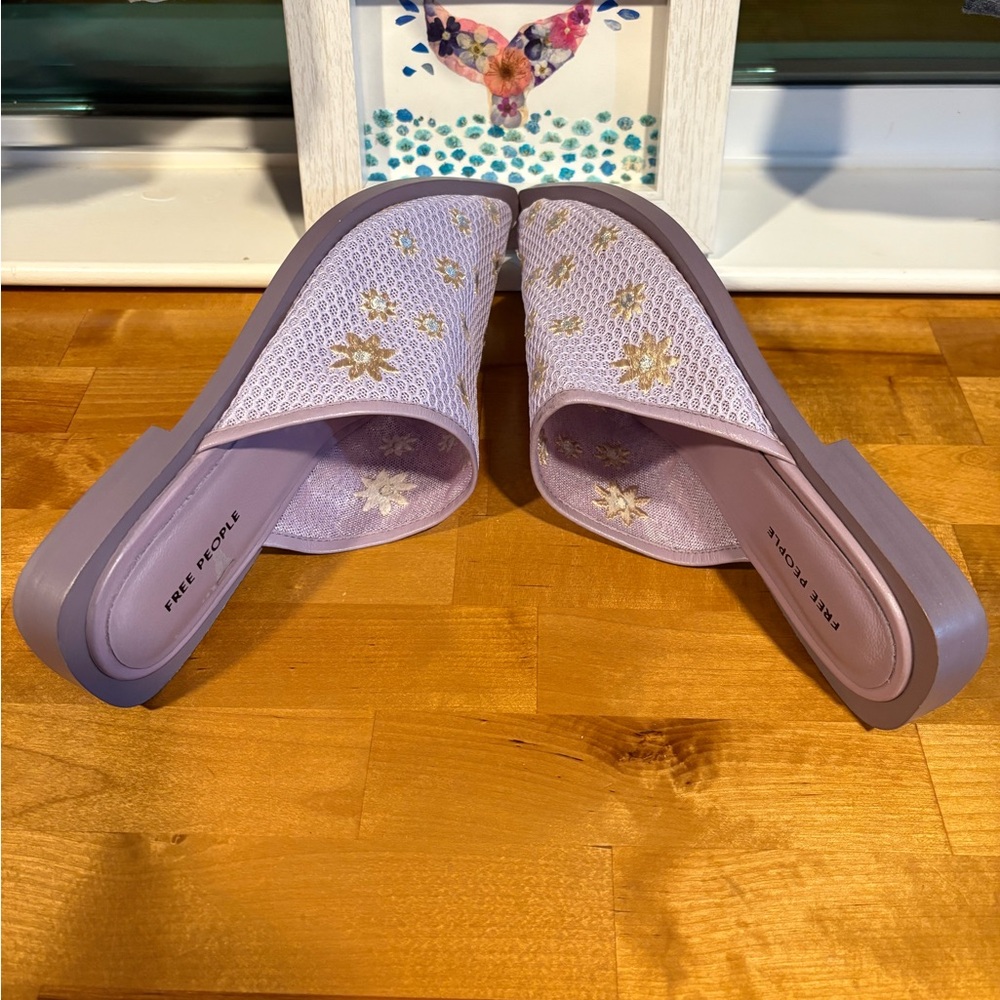 Free People Lilac Floral Mesh Mules - Picture 4 of 6